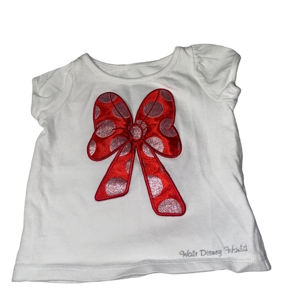 𝅺Disney parks Minnie Mouse embroidered bow T-shirt baby girl infant 6 months - Picture 1 of 3